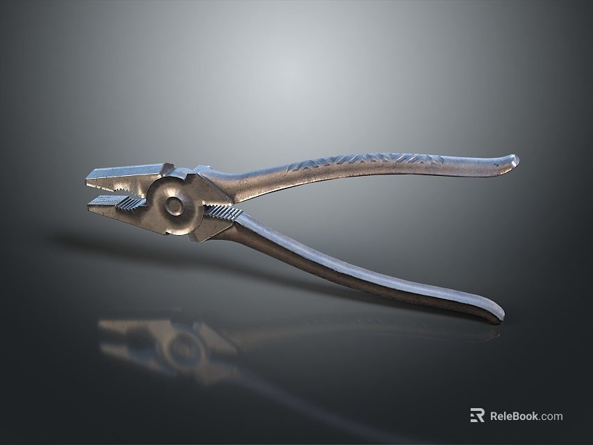 Silver Metallic Pliers With Reflective Surface On Grey Gradient Background 3d model 