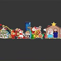 Christmas Decorative Ornament Set With Nativity Scene Santa Claus Tree Decorations And Merry Christmas Signs
