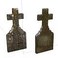 Stone Wood Cross Shaped Decorative Pieces With Weathered Surface Texture 3d model