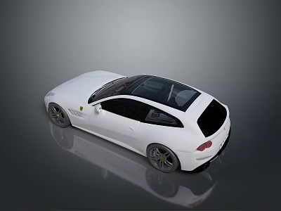 White Ferrari Sports Car Featuring Black Roof Hatchback Design And Black Wheels 3d model
