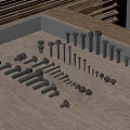 Assorted Hardware Tools Including Bolts Screws And Fasteners In Various Sizes 3d model