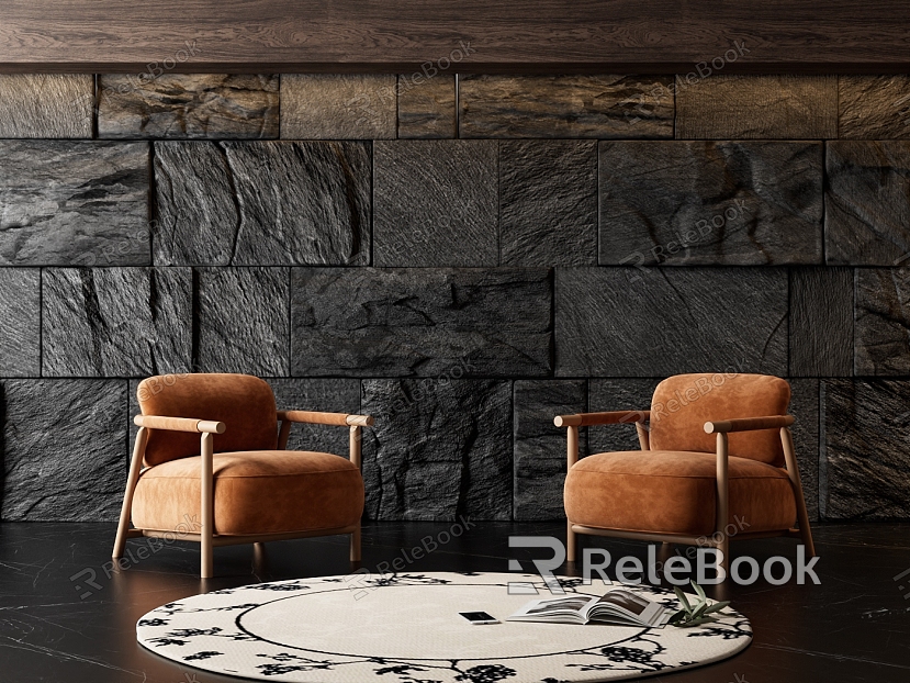 Stone Sofa Background Wall Italian Style Light Luxury Fused Rock Background Wall Leisure Chair Carpet model