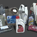 Various Automotive Fluids Collection With Engine Oil Lubricant And Branded Containers