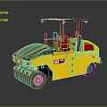 Yellow CAT Road Roller With Black Top And Heavy Duty Wheels