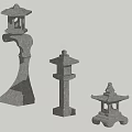Landscape lamp garden lamp stone lamp stone clock 3d model