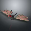 Mythical Dragon Model With Red Head And Pink Green Wings 3d model