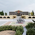 Garden Landscape Design Featuring Memorial Building Plaza Sculptures Greenery And Trees
