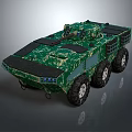 Green Camouflage Armored Vehicle Model With Six Wheels And Top Mounted Weapon
