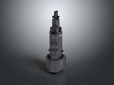Futuristic Modern Architectural Tower Model With Geometric Structure And Metallic Finish 3d model
