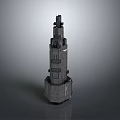 Futuristic Modern Architectural Tower Model With Geometric Structure And Metallic Finish