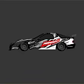 Modified Race Car With Black Silver Body Red White Graphic And Rear Spoiler