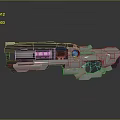 Sci Fi Weapon Design Featuring Metallic Body And Red Glowing Elements 3d model
