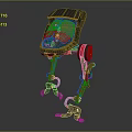Black Shell Robotic Character Design With Red Mechanical Legs Silver Joints And Claw Feet