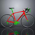 Modern Red Road Bicycle With Green Accents And Black Handlebar