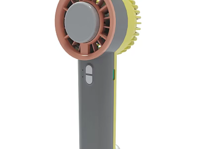 Modern Handheld Fan With Colorful Fan Head And Gray Body 3d model
