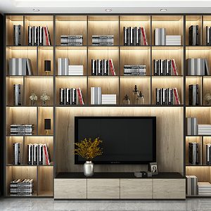 Modern bookcase background wall 3d model