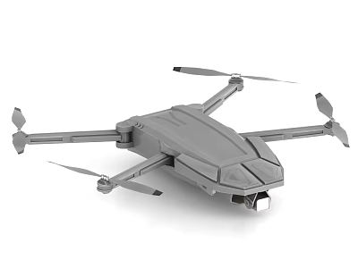Gray Foldable Drone With Camera And Extended Rotor Arms Design 3d model