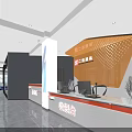 Spacious Digital Store Interior With Glass Display Counters Hanging Billboards And Tech Products 3d model