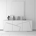 Black Modern Entryway Console Cabinet With Side Cabinet Vase Books And Wall Art