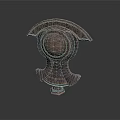 Ancient Bronze Weapon With Decorative Circular Main Body And Winged Edges 3d model