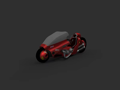 Stylish Red Motorcycle With Gray Windshield Sleek Design And Black Wheels 3d model