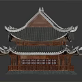Ancient Chinese Architecture With Multi Tiered Gray Tile Roof Upturned Eaves And Wooden Structure
