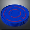 Modern Blue Circular Tray With Red Circular Lines And Smooth Surface Design 3d model