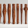 Decorative Wooden Columns with Intricate Carved Patterns and Various Designs