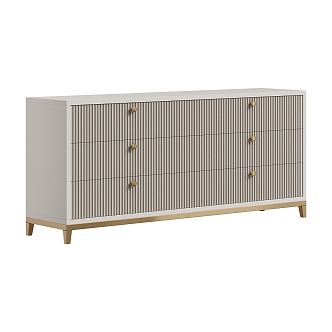 Cream Style End View Cabinet Entrance Cabinet Sideboard 3d model