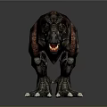 Tyrannosaurus Rex Dinosaur Model With Detailed Skin Texture And Red Brown Color On Gray Background