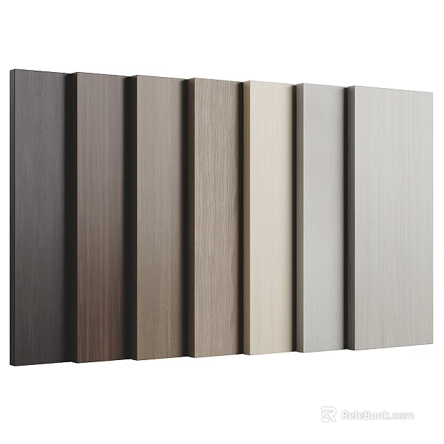 Assorted Colored Panel Components With Wood And Metal Textures For Interior Use 3d model 