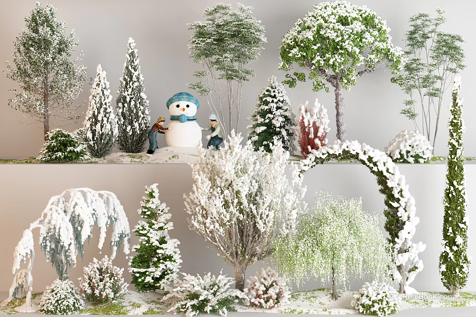 Diverse Garden Trees With Evergreen Deciduous and Ornamental Varieties 3d model 