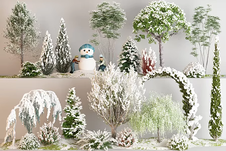 Winter Trees Winter Trees Landscape Trees Snow Trees Cedar Trees Dead Trees Decuduous Trees 3d model