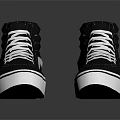 Black High Top Sneakers With White Laces White Soles And Side Stripes