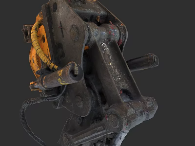Industrial Equipment Heavy Duty Mechanical Part With Worn Metal Structure And Yellow Components 3d model