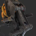 Industrial Equipment Heavy Duty Mechanical Part With Worn Metal Structure And Yellow Components
