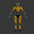 Orange Humanoid Robot With Mechanical Structure And Black Accent Details 3d model