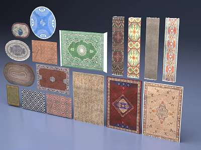 Stylish Decorative Rugs In Various Shapes And Diverse Patterns For Home Decor 3d model