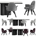 Luzaro Nordic Solid Wood Fabric Dining Table and Chair 3d model