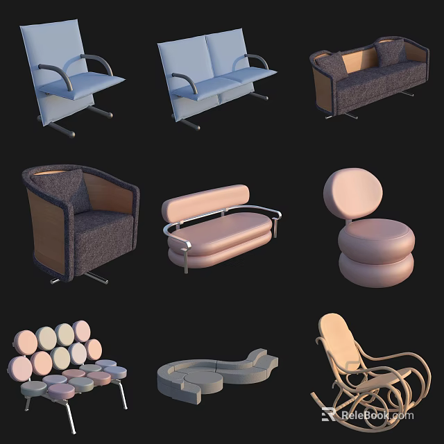 Casual Sofa Set With Various Designs Comfortable Seating Modern Styles And Sizes 3d model