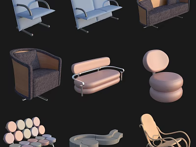 Casual Sofa Set With Various Designs Comfortable Seating Modern Styles And Sizes 3d model