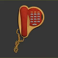Vintage Retro Telephone With Red Handset Yellow Body And Dial Keypad