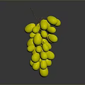 Fresh Shiny Yellow Grapes Bunch on Dark Background with Reflection