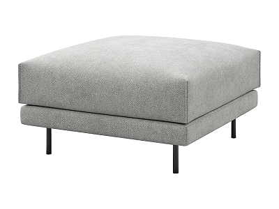Stylish Modern Gray Upholstered Ottoman With Square Design And Black Legs 3d model