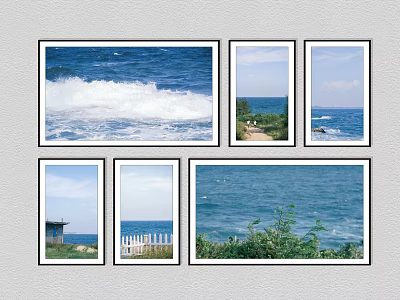 Seascape Wall Art Set Featuring Ocean Waves Seaside Path And Coastal Elements 3d model