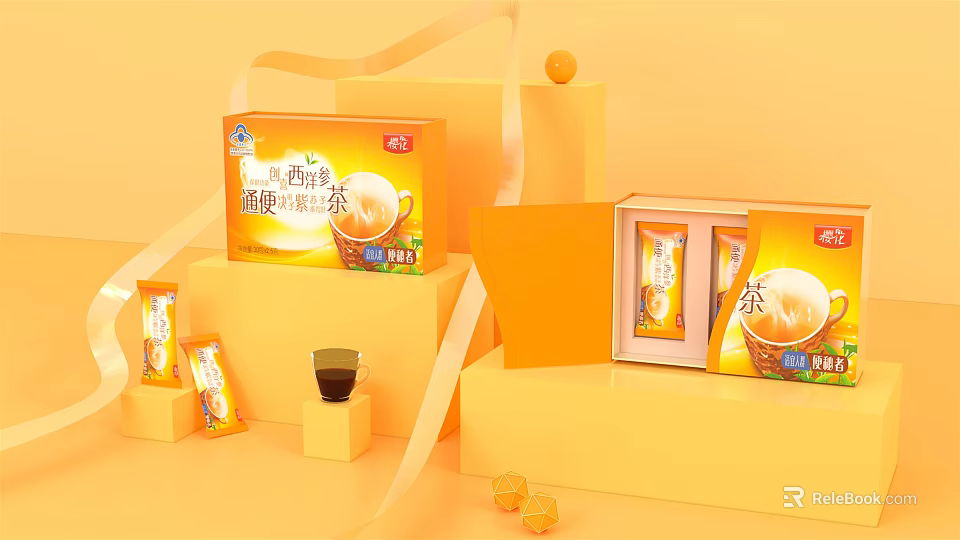 Crispy Xiaoquqi Cookies With Snack Box Small Packages And Coffee 3d model 