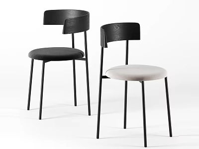 Modern Design Bar Stools With Curved Backrest Black And Beige Seats And Metal Legs 3d model