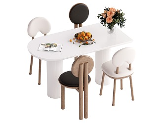 Dining Table and Chair Combination Cream Style Dining Table and Chair Combination 3d model