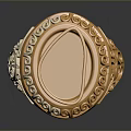 Ornate Gold Fashion Ring With Intricate Carved Patterns And Oval Gemstone