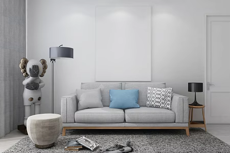Nordic double sofa home prototype 3d model
